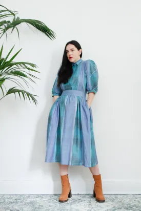 1980's Cotton Plaid Checked Prairie Cotton Dress