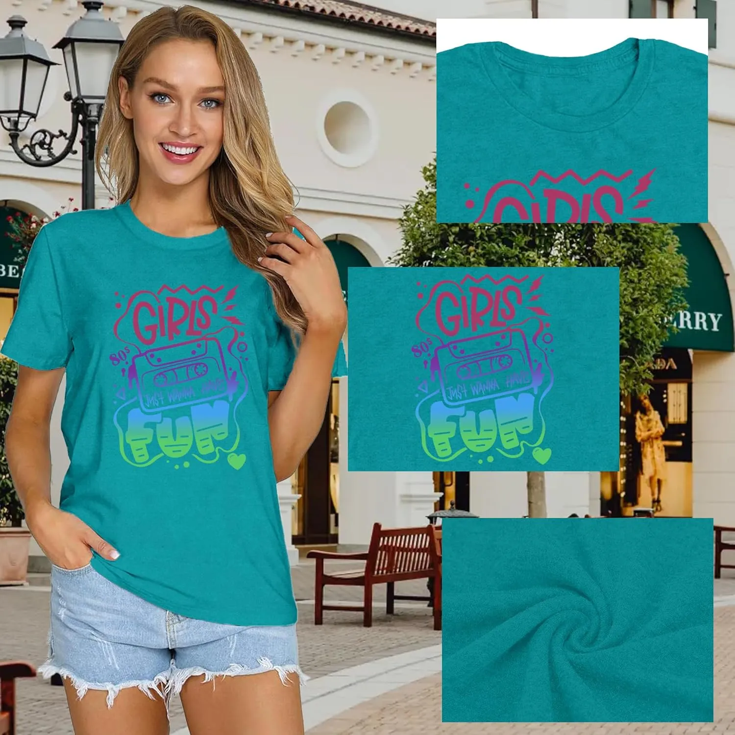 80s Shirt for Women Retro Vintage 80s' Party Tshirt Girls Just Wanna Have Fun Tee Tops