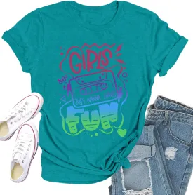 80s Shirt for Women Retro Vintage 80s' Party Tshirt Girls Just Wanna Have Fun Tee Tops