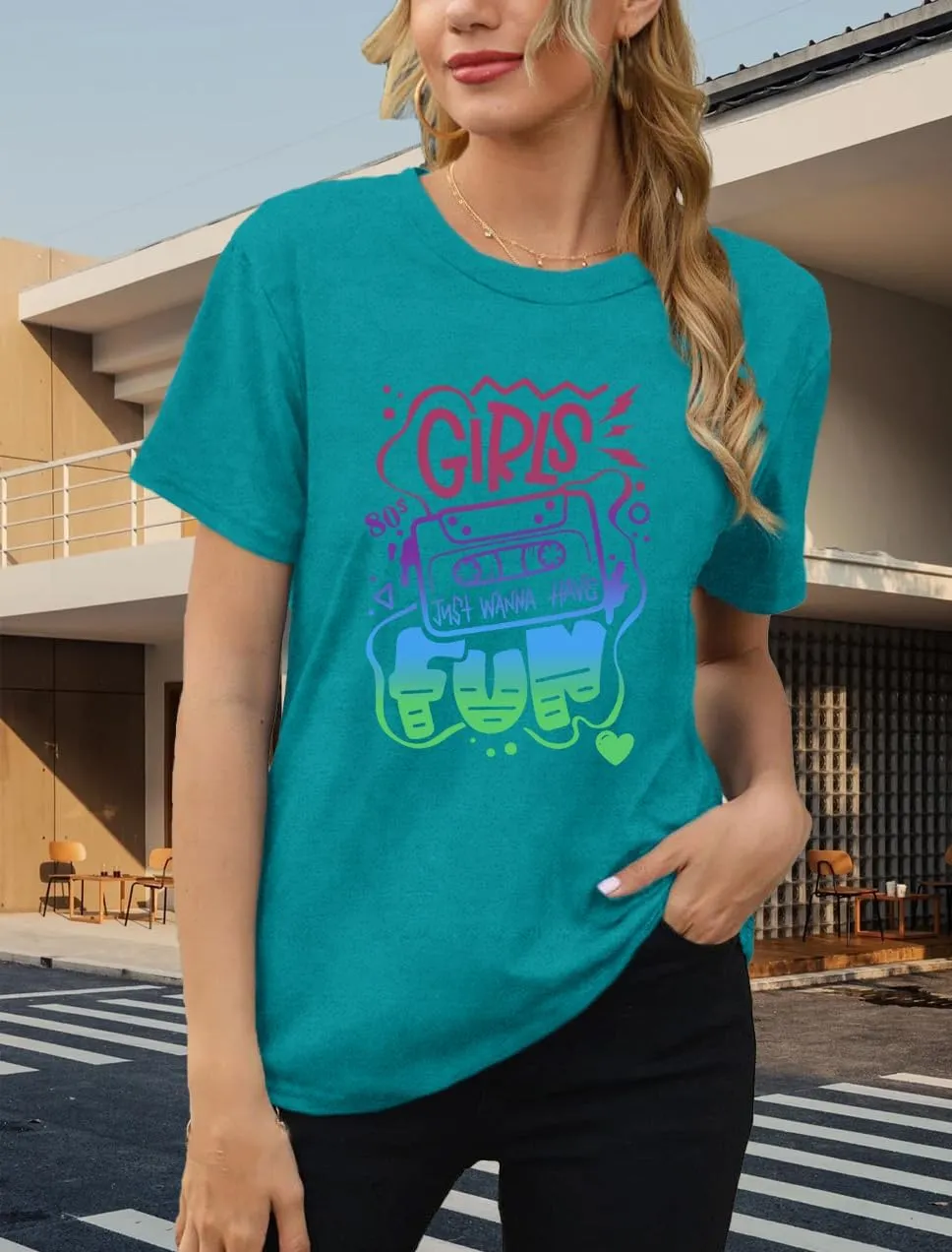 80s Shirt for Women Retro Vintage 80s' Party Tshirt Girls Just Wanna Have Fun Tee Tops