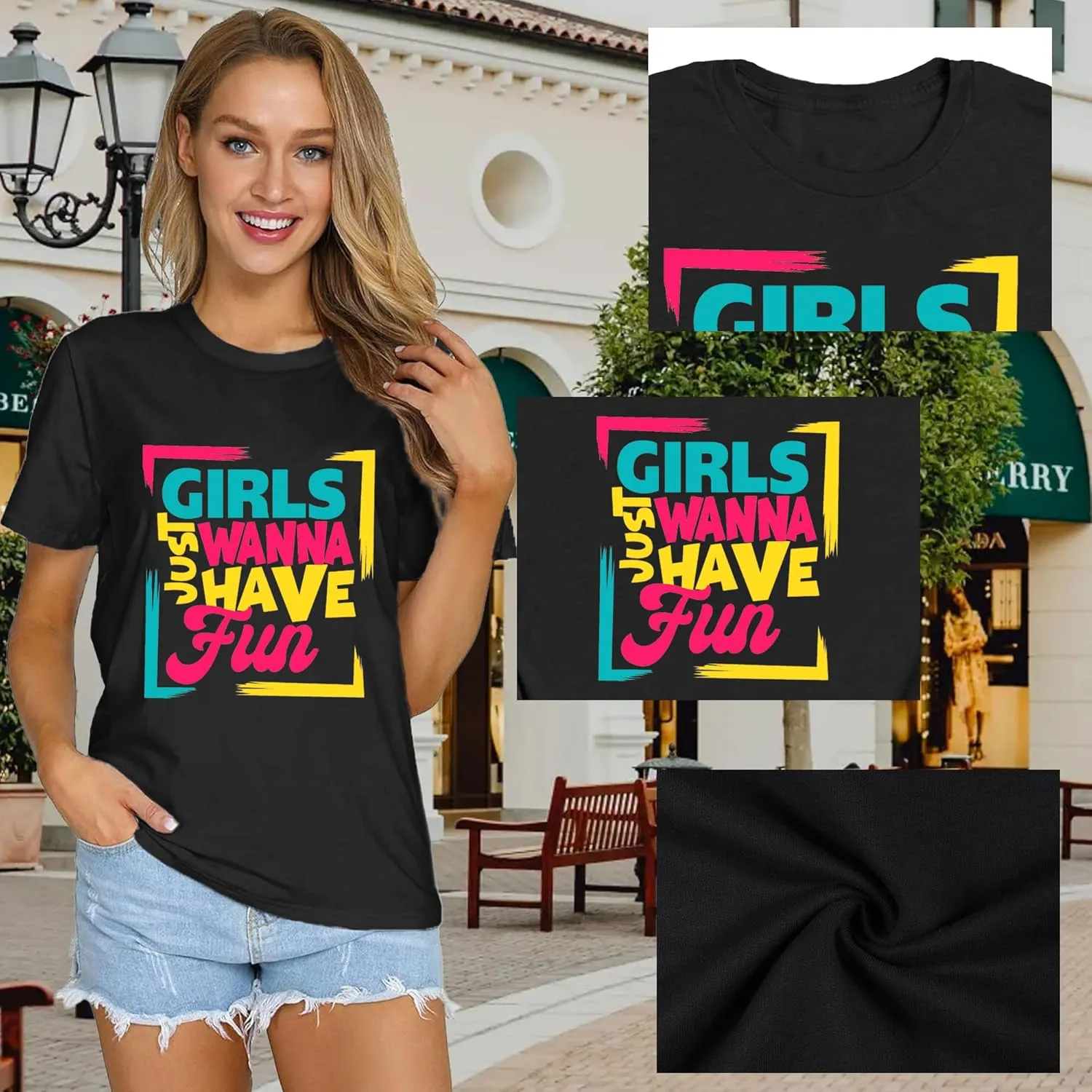 80s Shirt for Women Retro Vintage 80s' Party Tshirt Girls Just Wanna Have Fun Tee Tops