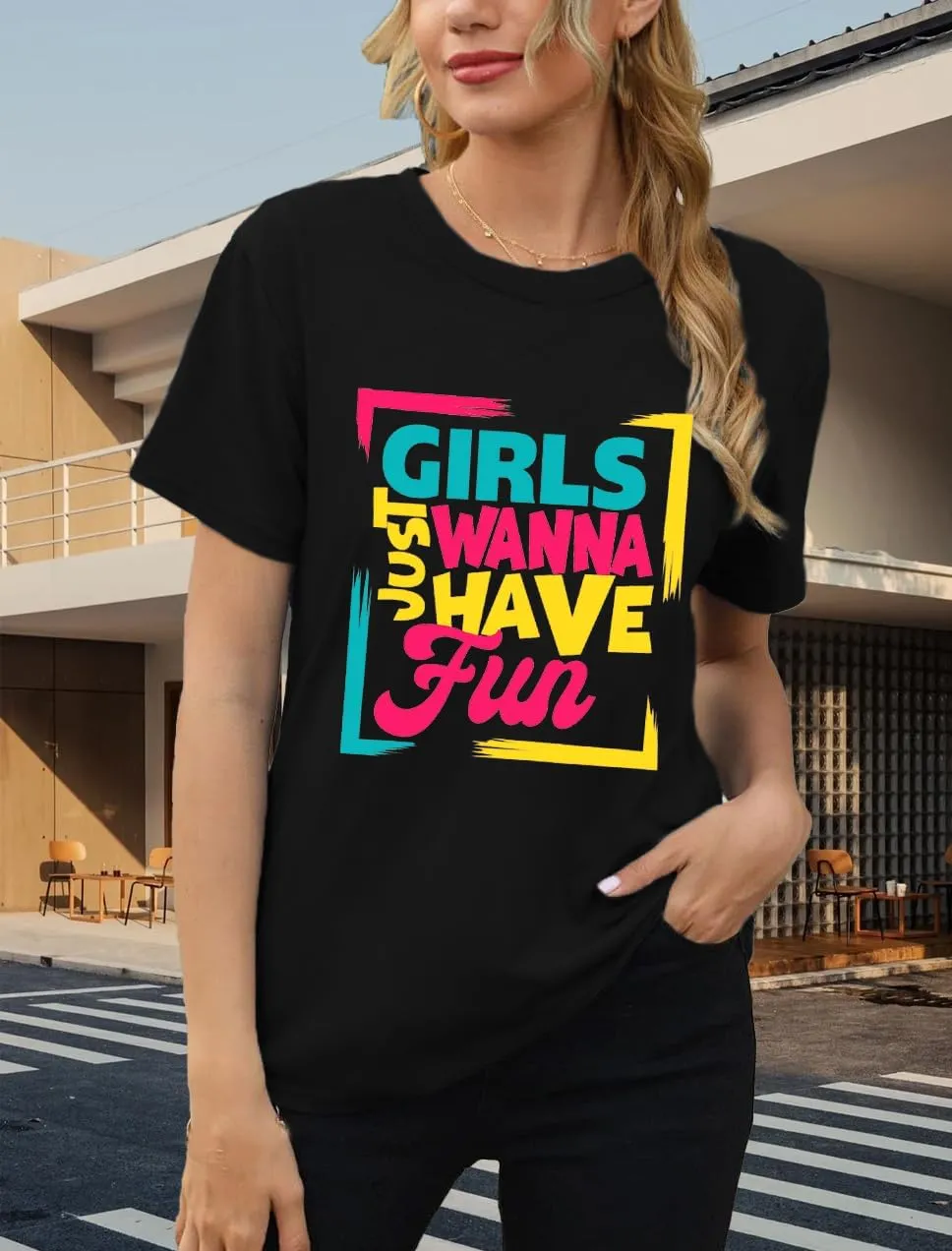 80s Shirt for Women Retro Vintage 80s' Party Tshirt Girls Just Wanna Have Fun Tee Tops