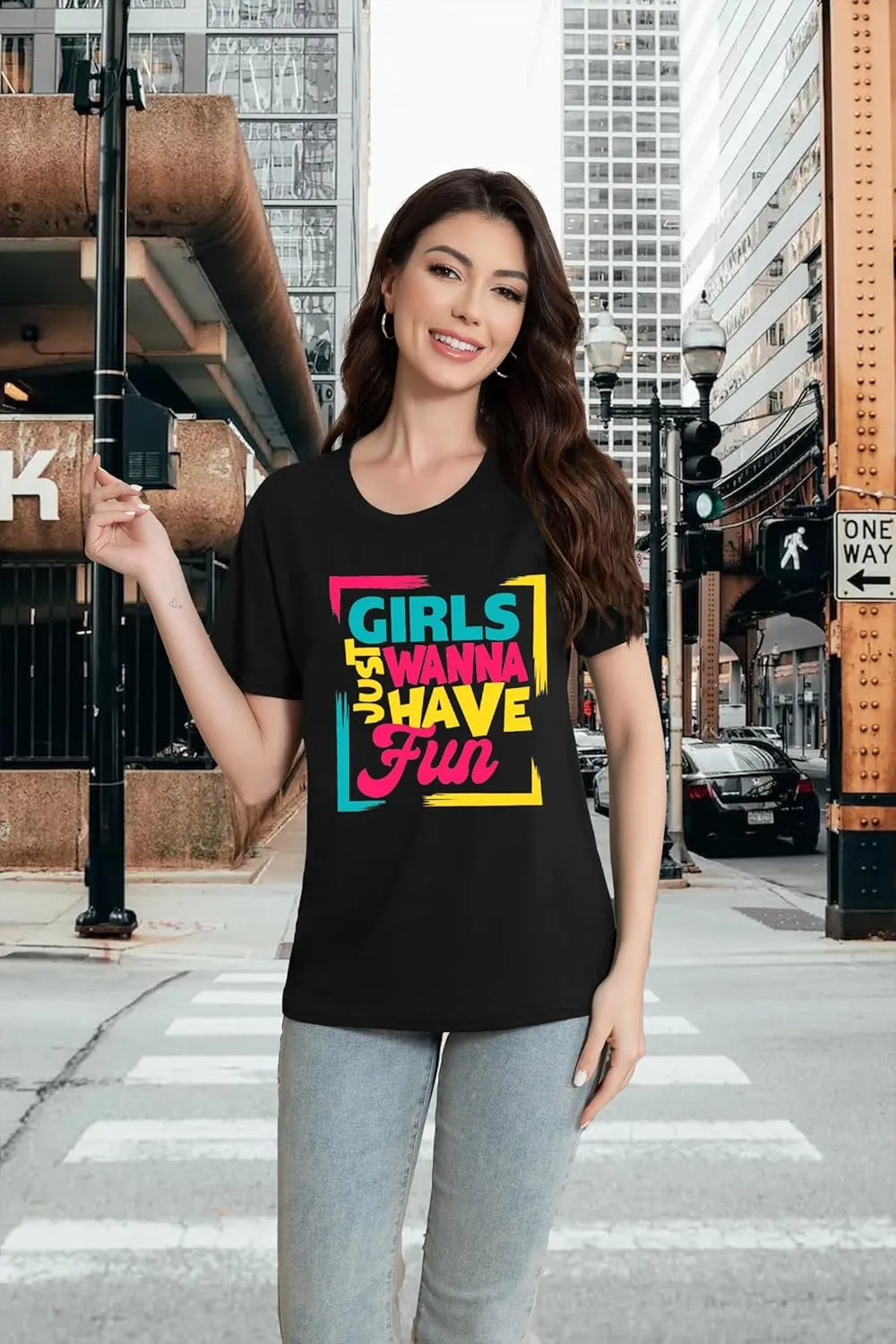 80s Shirt for Women Retro Vintage 80s' Party Tshirt Girls Just Wanna Have Fun Tee Tops