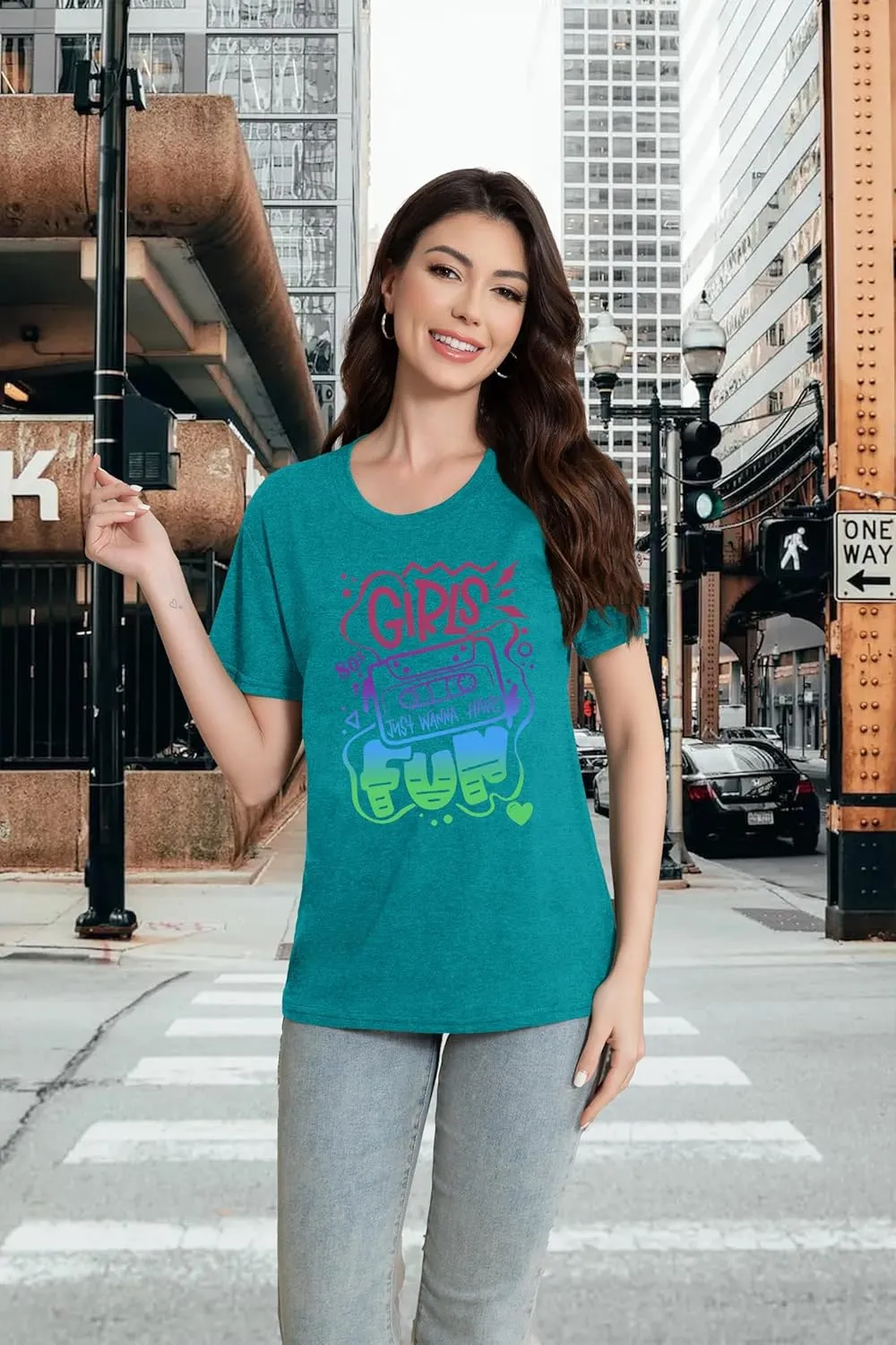 80s Shirt for Women Retro Vintage 80s' Party Tshirt Girls Just Wanna Have Fun Tee Tops