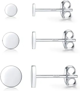 925 Sterling Silver Dot Stud Earrings | Small Simple Round Disc Stud Earrings | Tiny Flat Circle Hypoallergenic Cartilage Tragus Piercing Earrings Gifts for Women Men 2mm 3mm 4mm 5mm