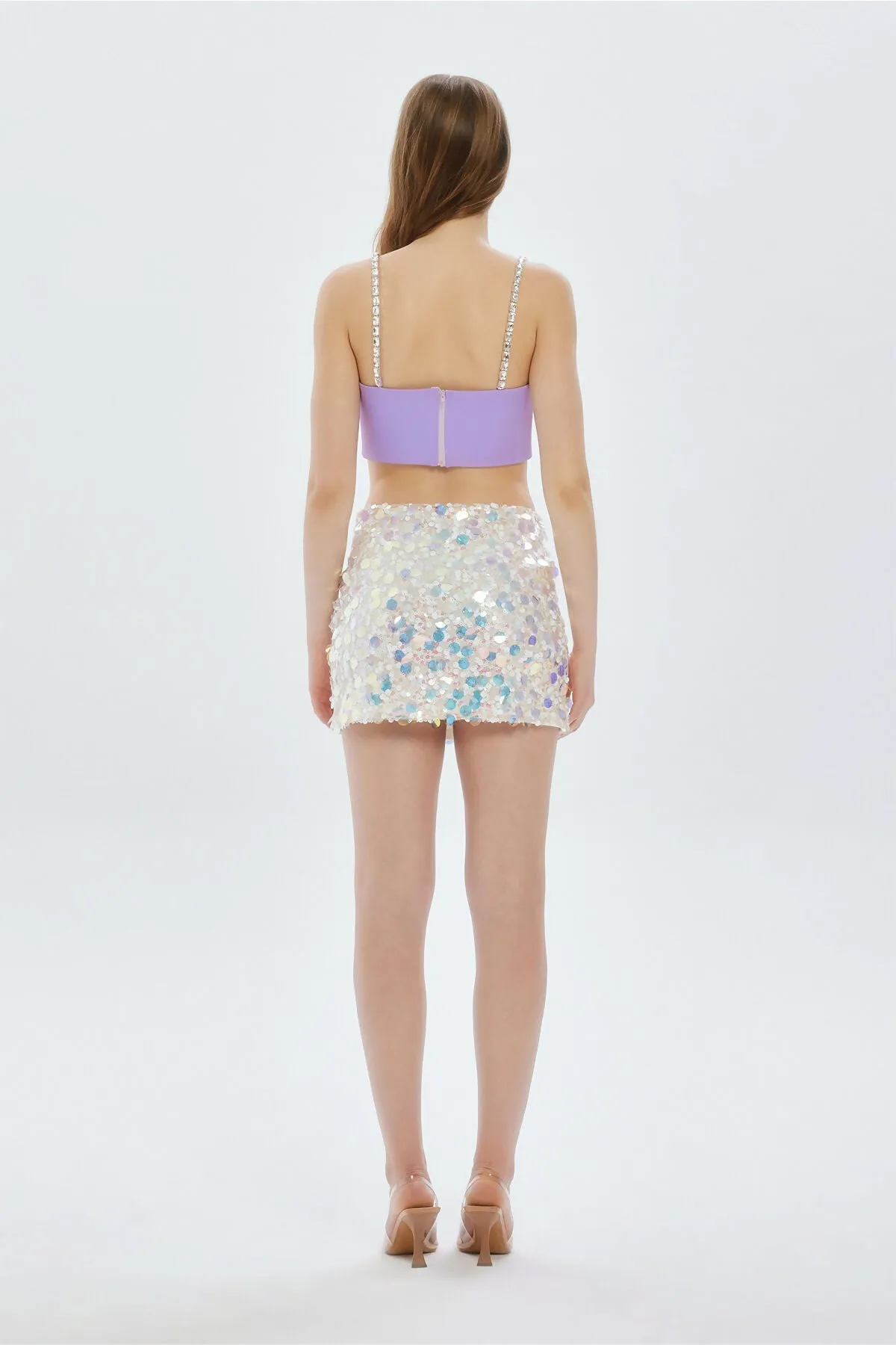 Adria Lilac Iridescent Sequin Mini Skirt