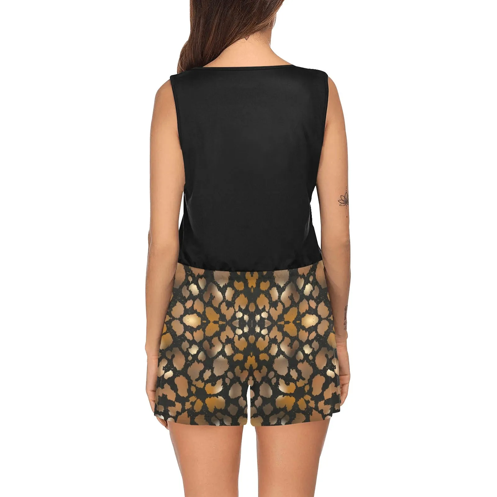 Animal Print Sleeveless Short Jumpsuit up to 2 XL (FWS)