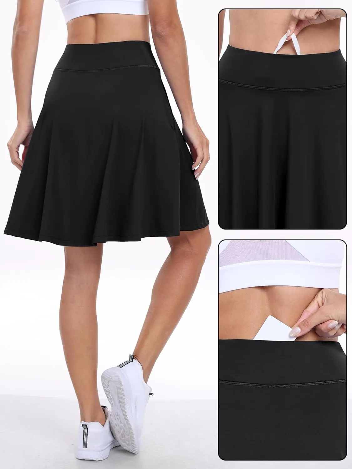 ANRABESS Women Knee Length Tennis Golf Skorts Skirts Summer High Waisted Athletic Skirt Casual Travel Built-in Shorts Clothes