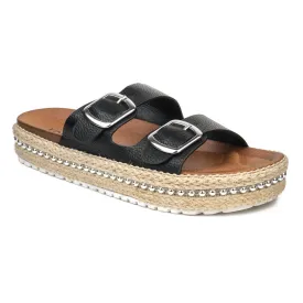 Black Braided Espadrilles with Metallic detail in flatform