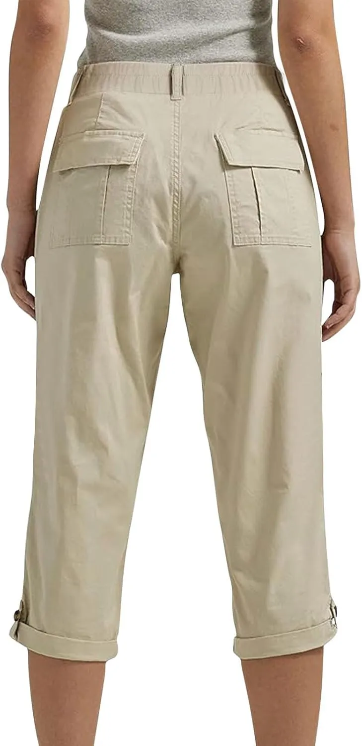Cargo Capris for Women with Pockets Casual Summer Comfy Outdoor High Waisted Slim Fit Cropped Hiking Pants
