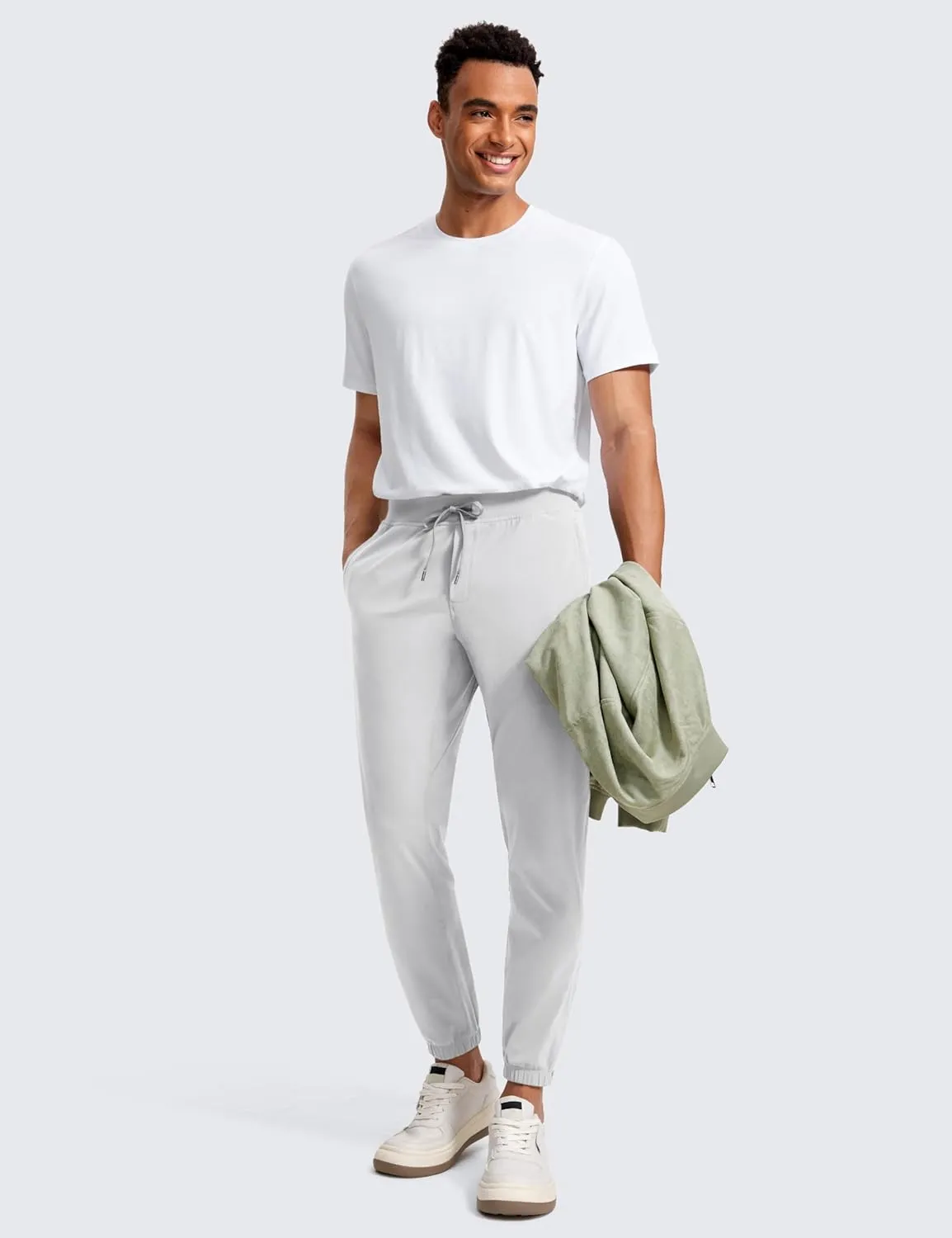 CRZ YOGA Mens 4-Way Stretch Comfy Athletic Pants - 28" Track Hiking Golf Gym Workout Joggers