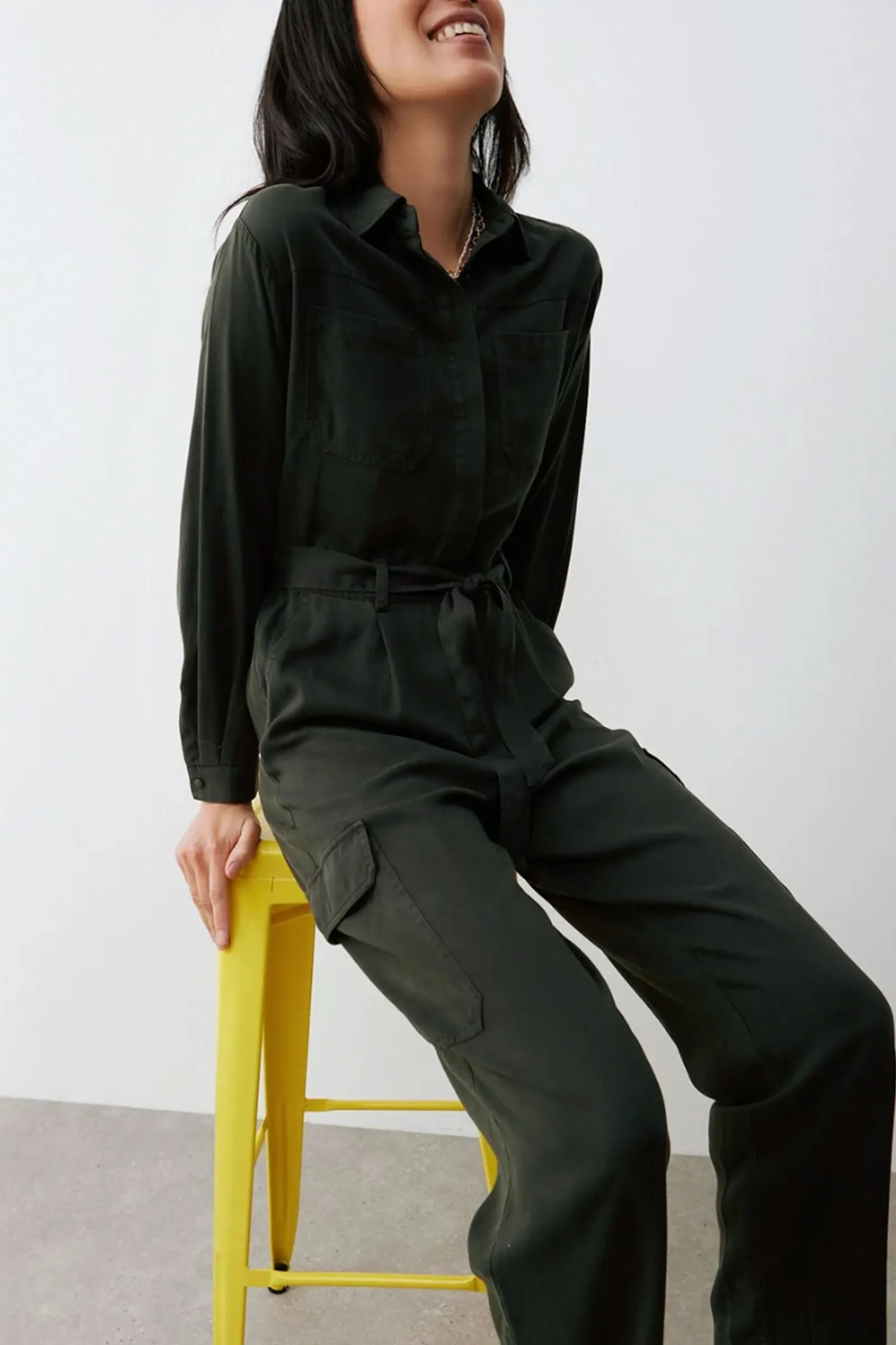 Dark Green Utility Jumpsuit