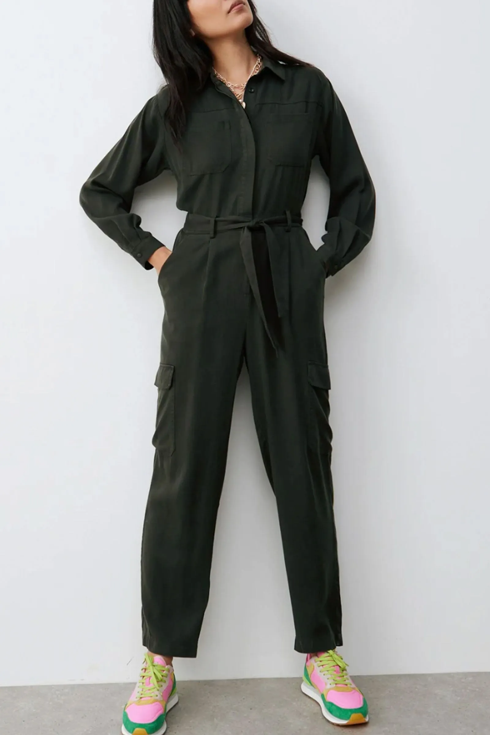 Dark Green Utility Jumpsuit