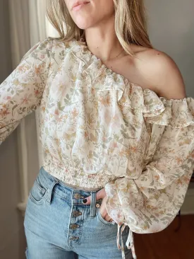 Floral Off Shoulder Frill Blouse