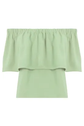 FLUID OFF-SHOULDER BLOUSE SAGE