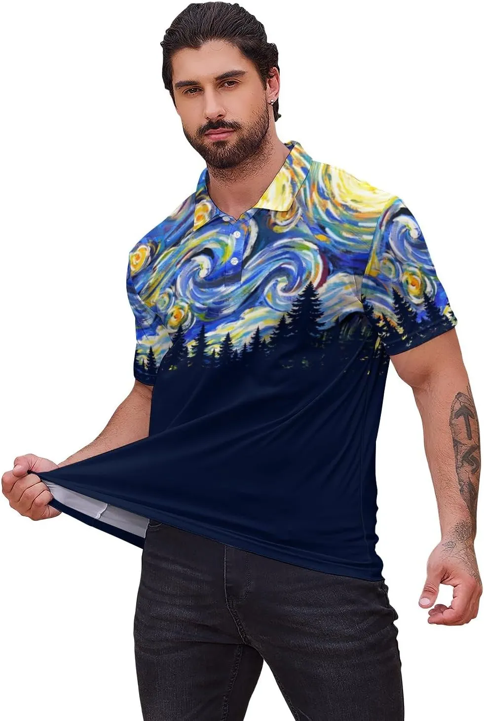 Funny Golf Shirts for Men Moisture Wicking Men's Fun Golf Polo Shirts Quick-Dry Polo Shirts Short Sleeve