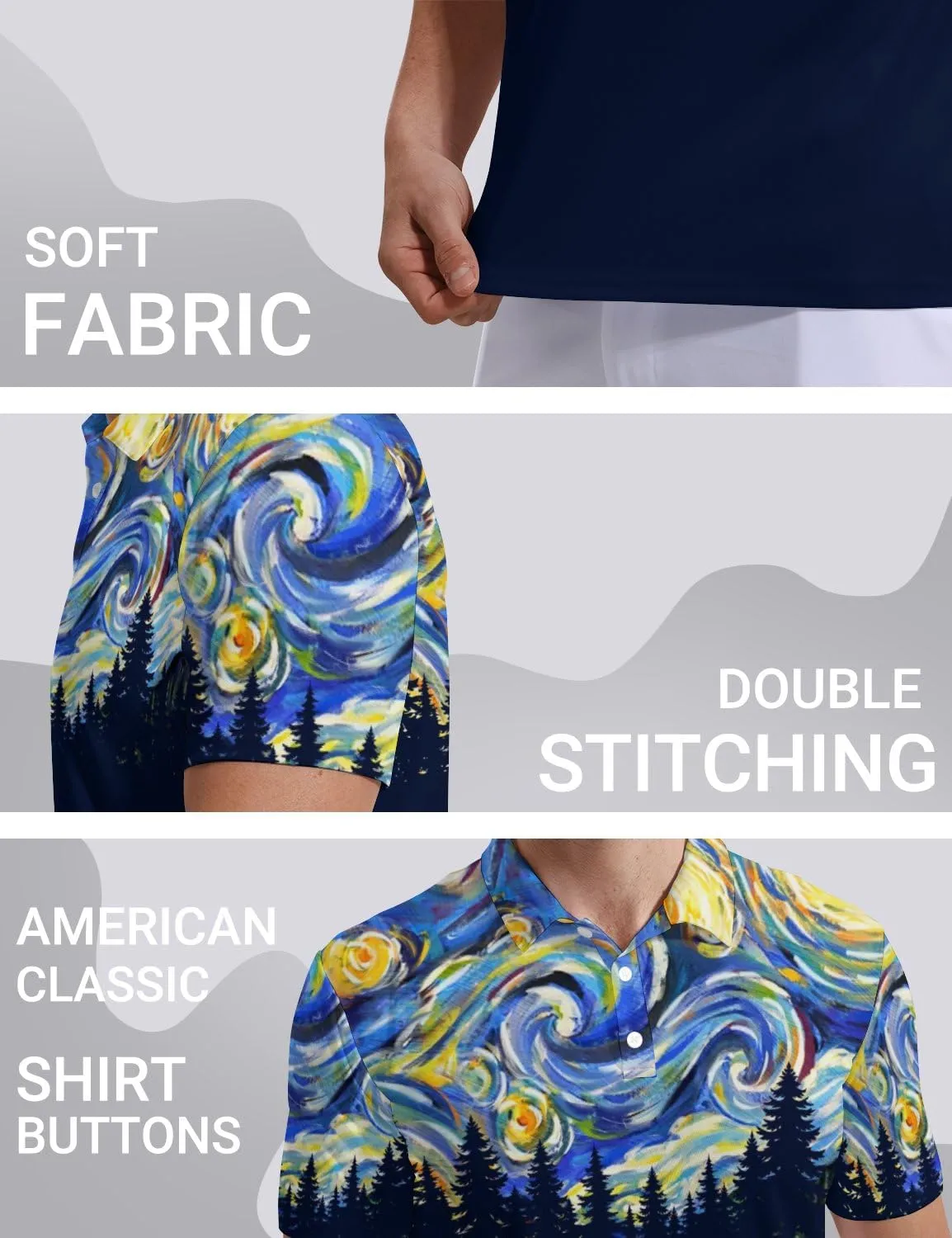 Funny Golf Shirts for Men Moisture Wicking Men's Fun Golf Polo Shirts Quick-Dry Polo Shirts Short Sleeve