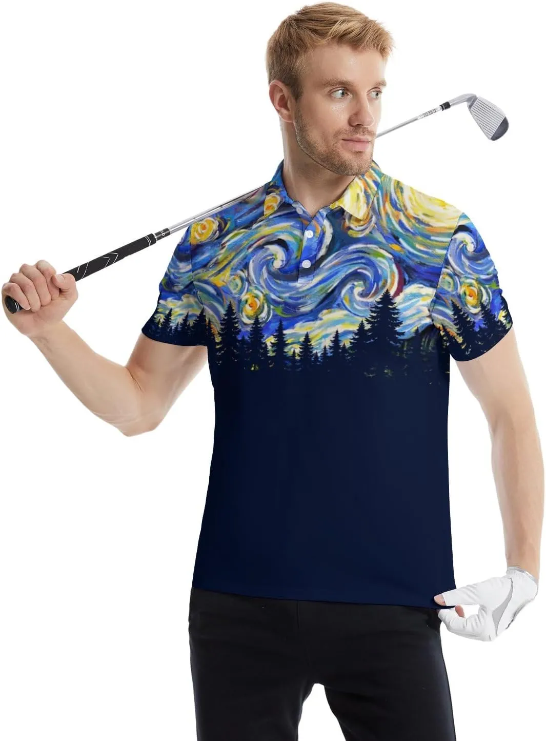 Funny Golf Shirts for Men Moisture Wicking Men's Fun Golf Polo Shirts Quick-Dry Polo Shirts Short Sleeve