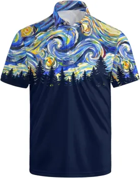 Funny Golf Shirts for Men Moisture Wicking Men's Fun Golf Polo Shirts Quick-Dry Polo Shirts Short Sleeve