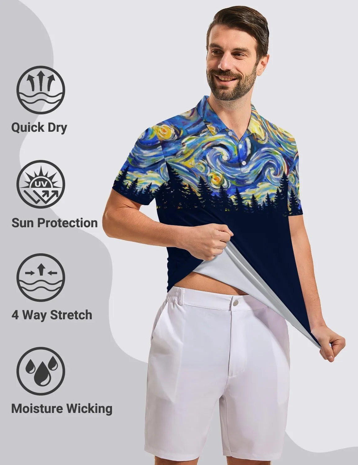 Funny Golf Shirts for Men Moisture Wicking Men's Fun Golf Polo Shirts Quick-Dry Polo Shirts Short Sleeve