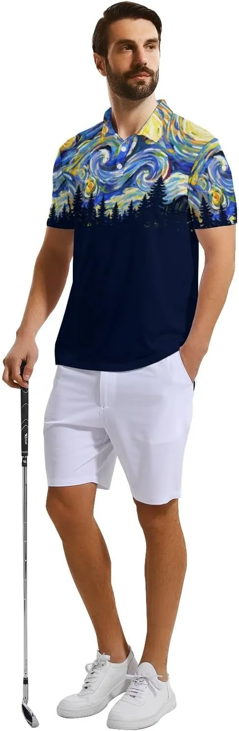 Funny Golf Shirts for Men Moisture Wicking Men's Fun Golf Polo Shirts Quick-Dry Polo Shirts Short Sleeve