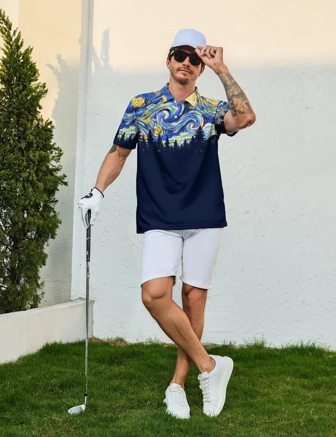 Funny Golf Shirts for Men Moisture Wicking Men's Fun Golf Polo Shirts Quick-Dry Polo Shirts Short Sleeve