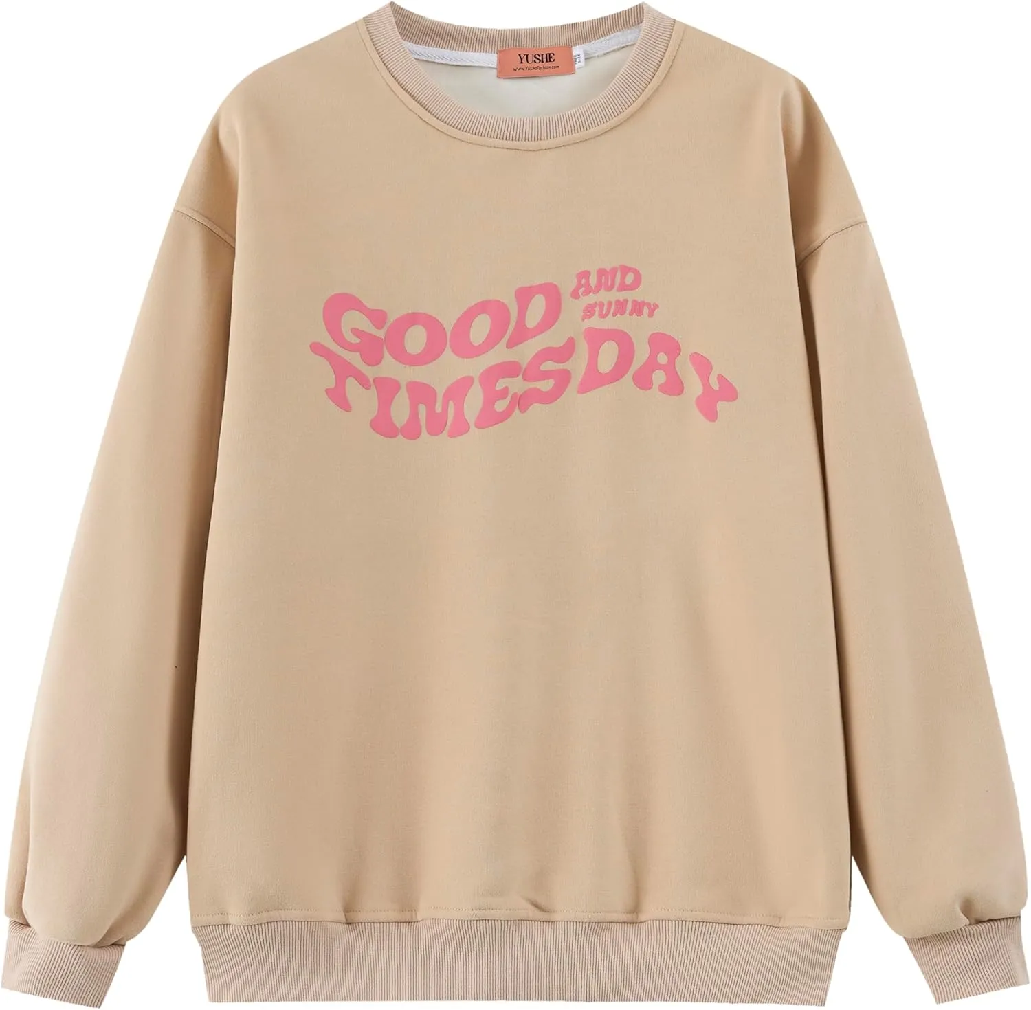 Good and Times Day Set Women Sweatshirt Jogger Pants Sweatsuit Trendy Graphic Print Soft Relaxed Fit Casual Outings