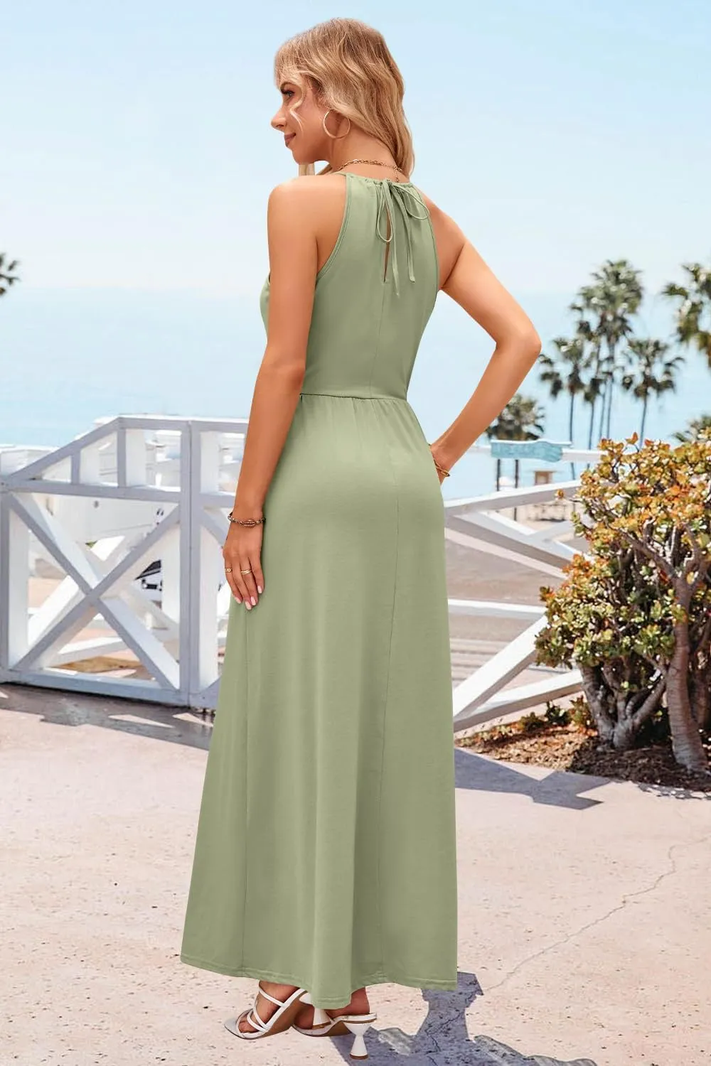 KILIG Women's Summer Maxi Dress 2025 Casual Sleeveless Split Floral Sundress Beach Vacation Flowy Long Dresses