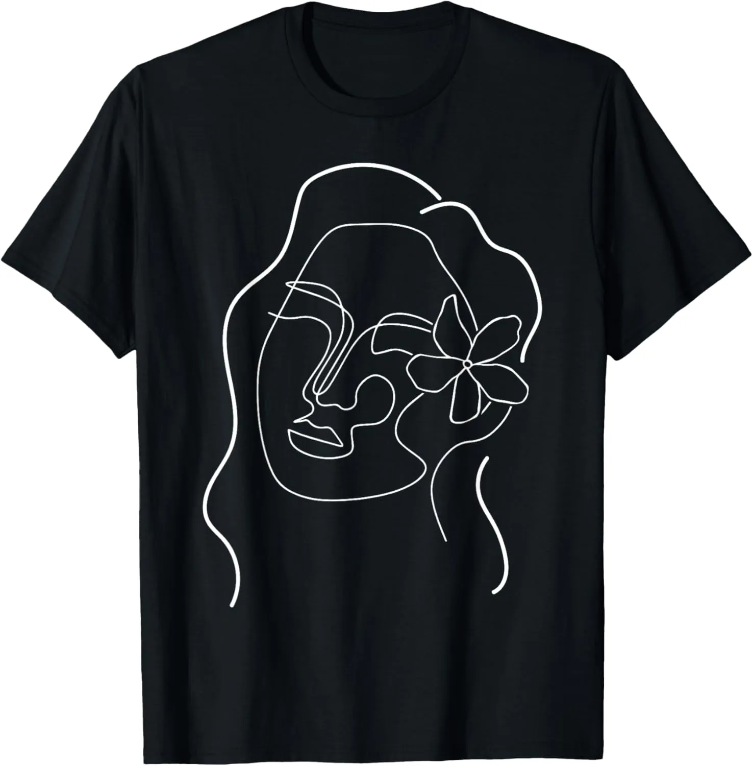 Line Art Woman Flower Abstract Minimalist Cool Novelty Gifts T-Shirt