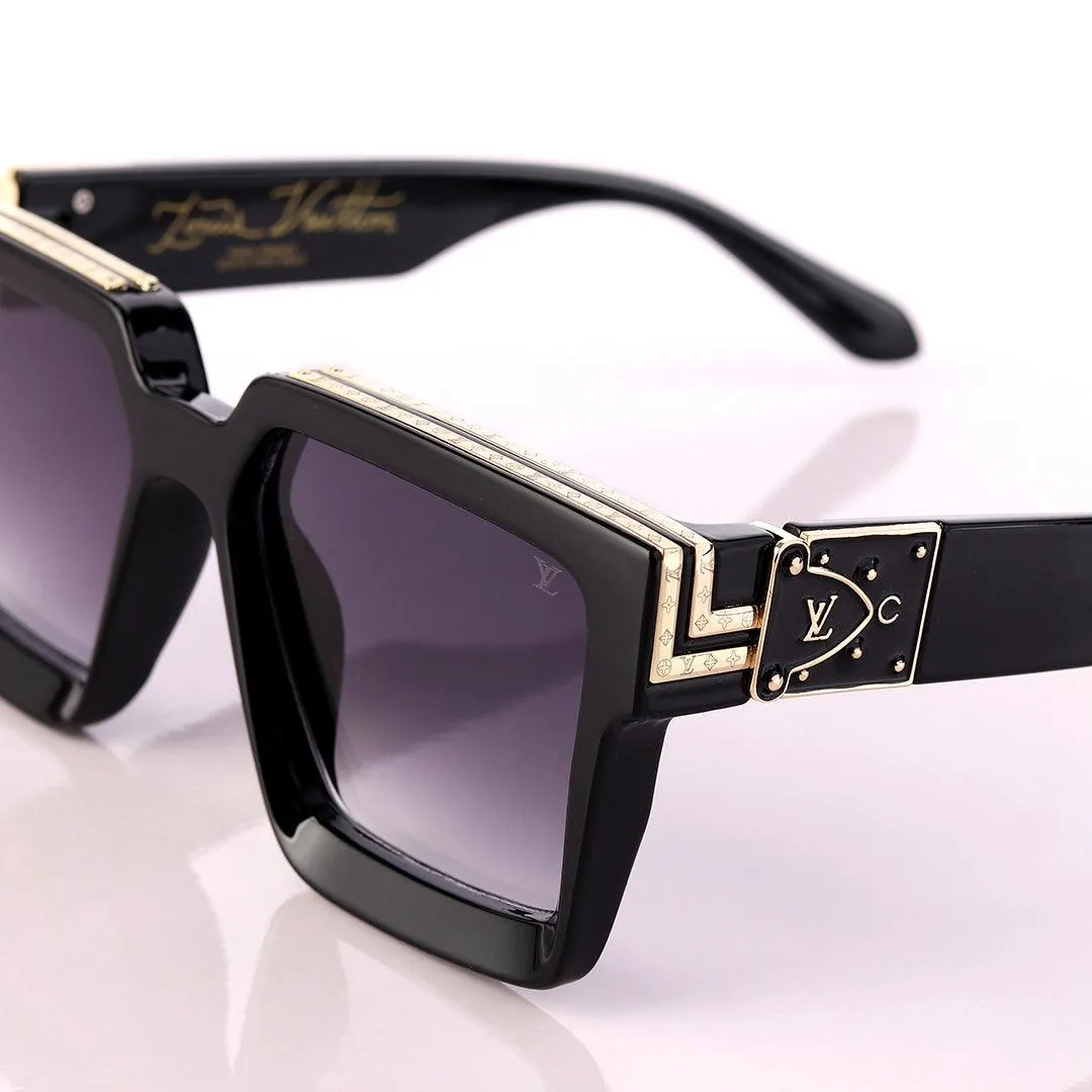 LV Luxury M96006WNfull frame Vintage designer Black and Gold Sunglasses