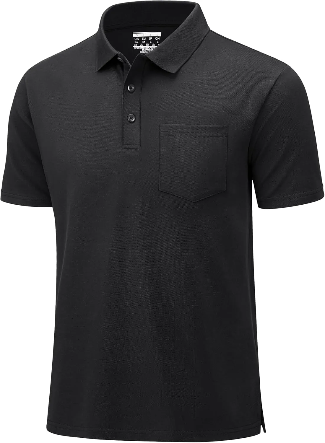 MAGCOMSEN Mens Polo Shirts Short Sleeve Cotton Pique Golf Shirts with Pocket Casual Performance Moisture Wicking Polos