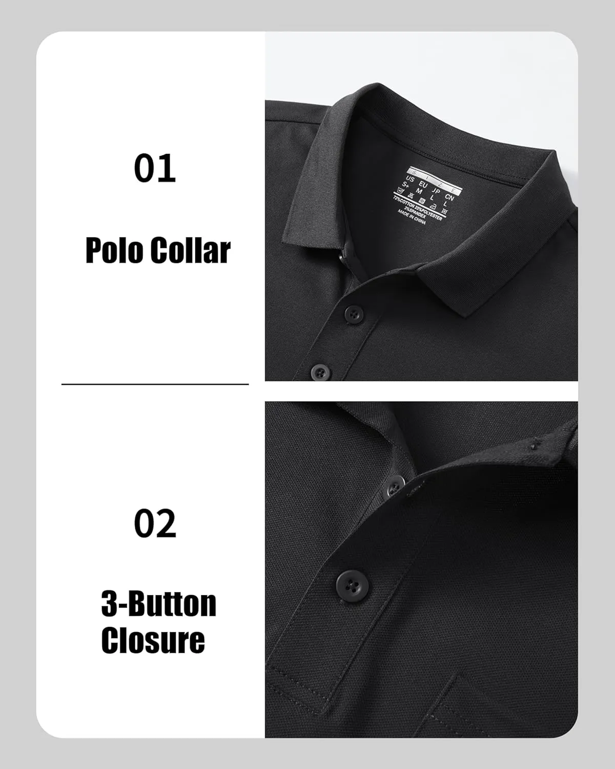 MAGCOMSEN Mens Polo Shirts Short Sleeve Cotton Pique Golf Shirts with Pocket Casual Performance Moisture Wicking Polos