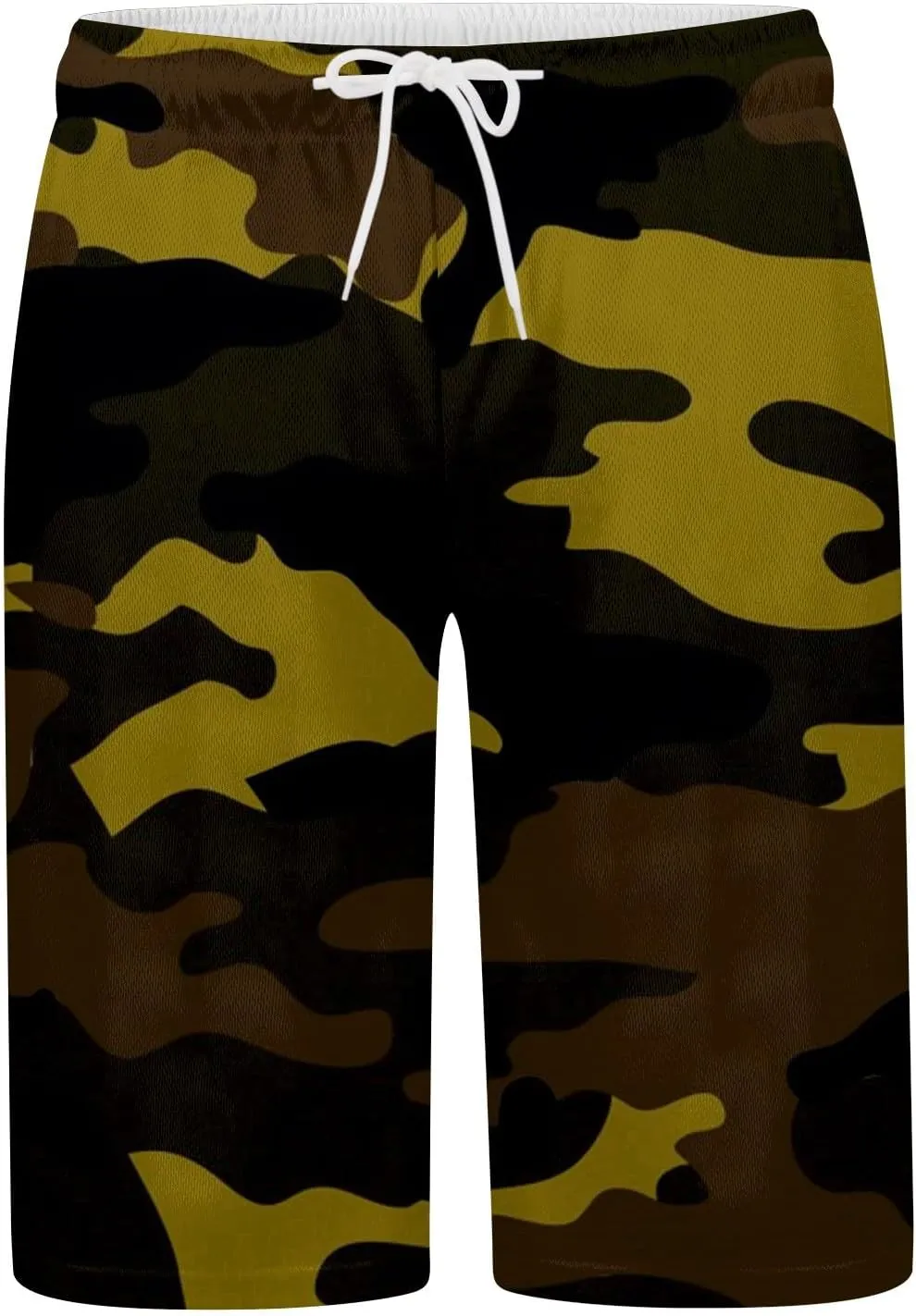 Mens Summer Casual Camo Shorts Drawstring Lightweight Outdoor Beach Shorts Loose Big and Tall Pants for Vacation
