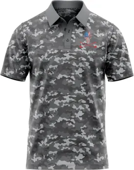 Patriotic USA Golf Polo Shirt  Mens Performance Short Sleeve Moisture Quick Dry Fit Athletic Veteran UPF Stretch Casual Fun