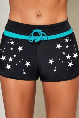 Patter Print Drawstring High Waist Swimming Shorts