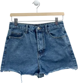 PrettyLittleThing Mid Blue Wash Denim Shorts UK 10