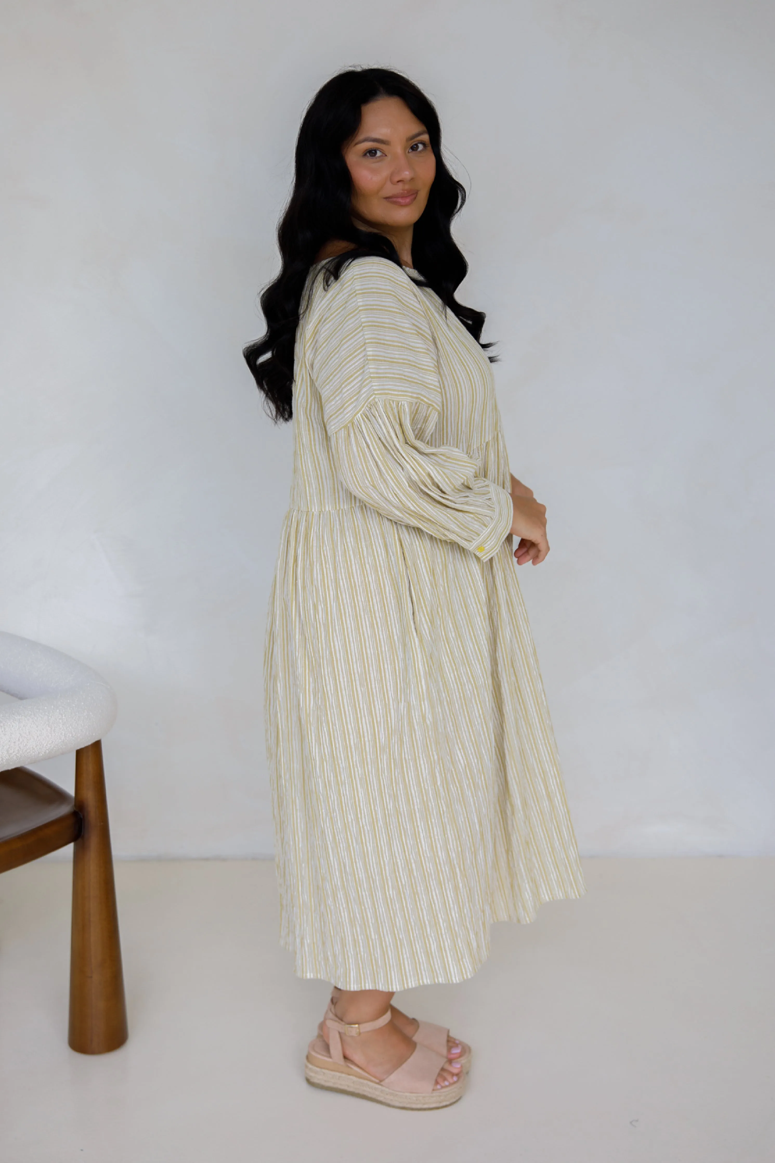 Roma Dress | Citrus/White Stripe