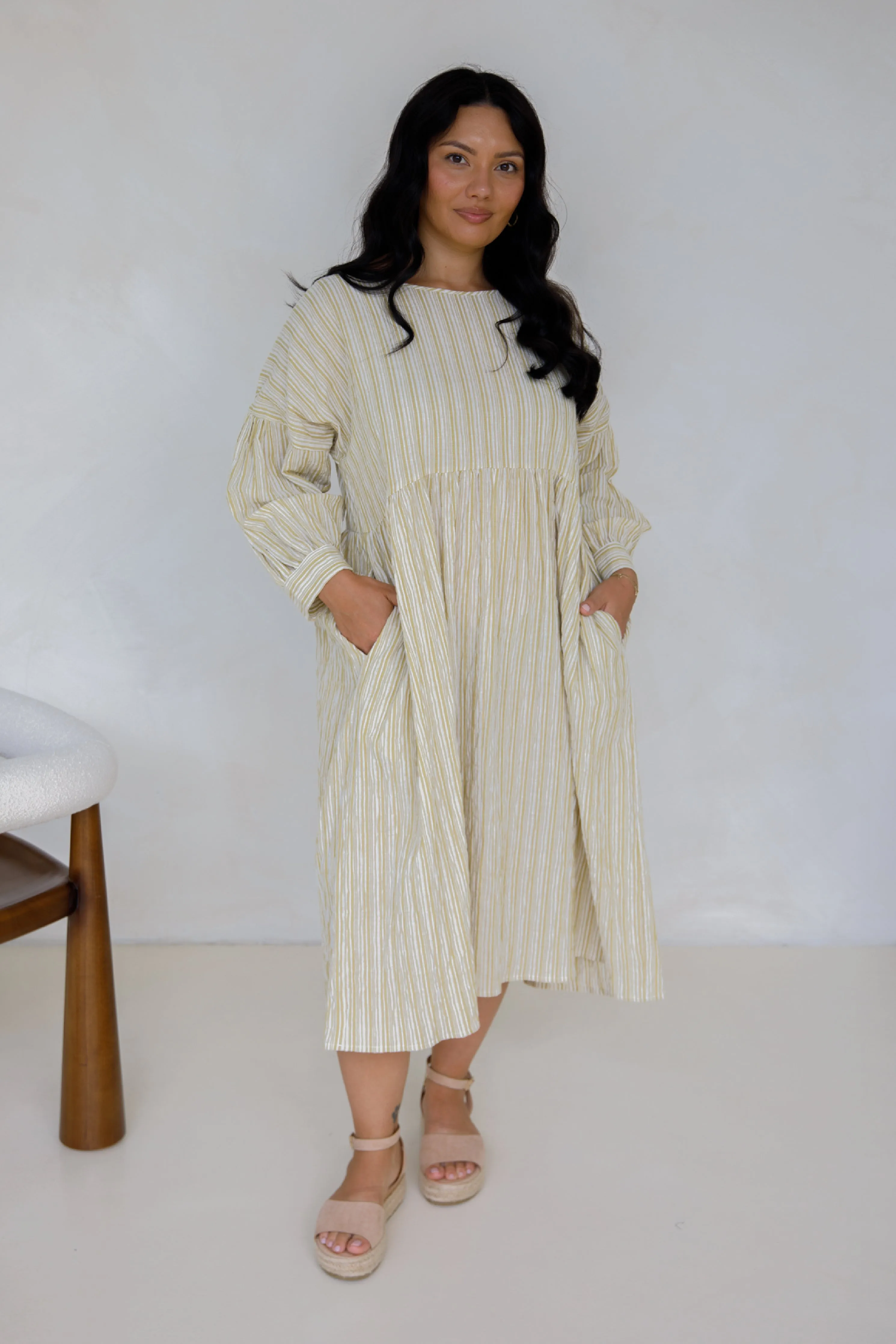 Roma Dress | Citrus/White Stripe