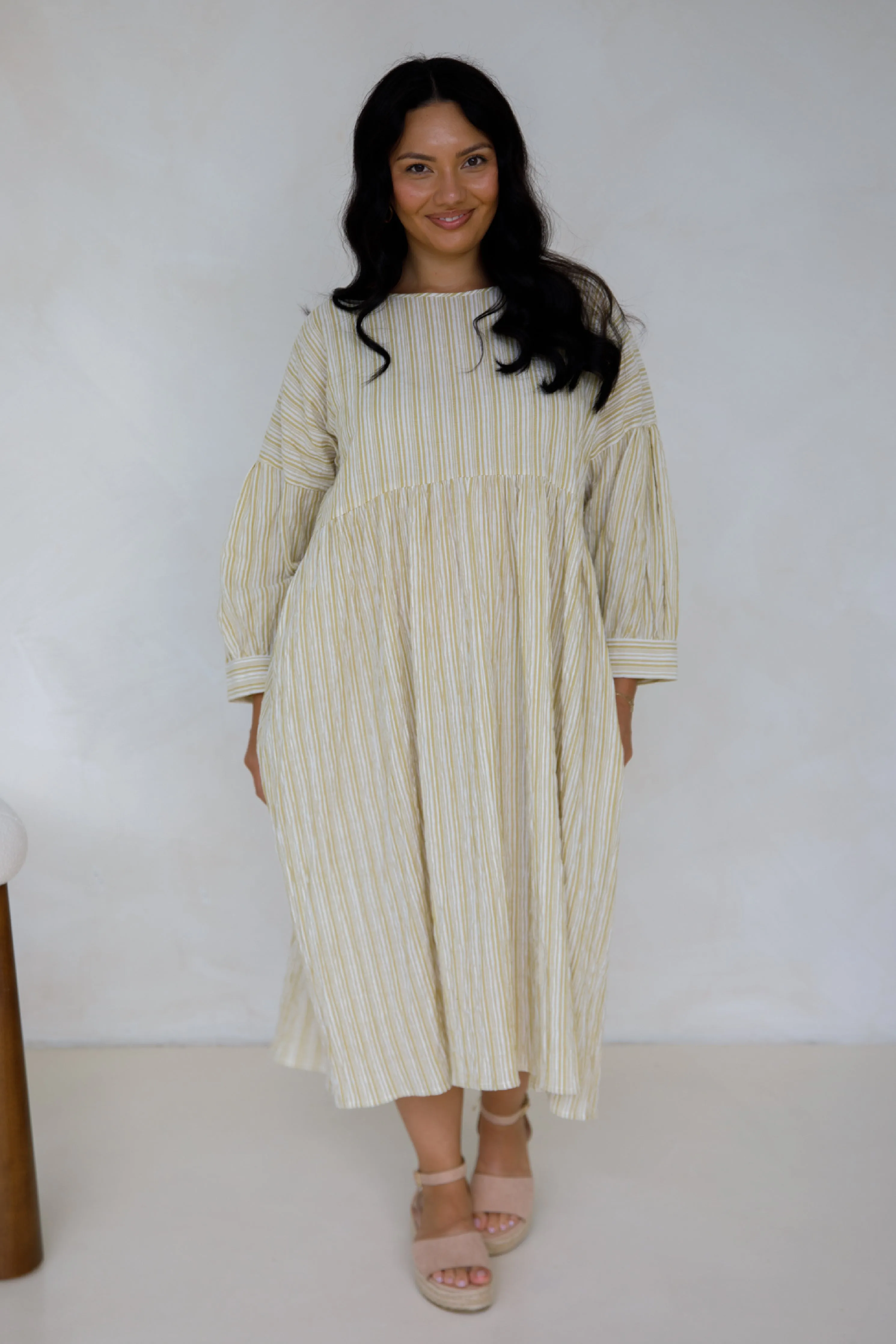 Roma Dress | Citrus/White Stripe