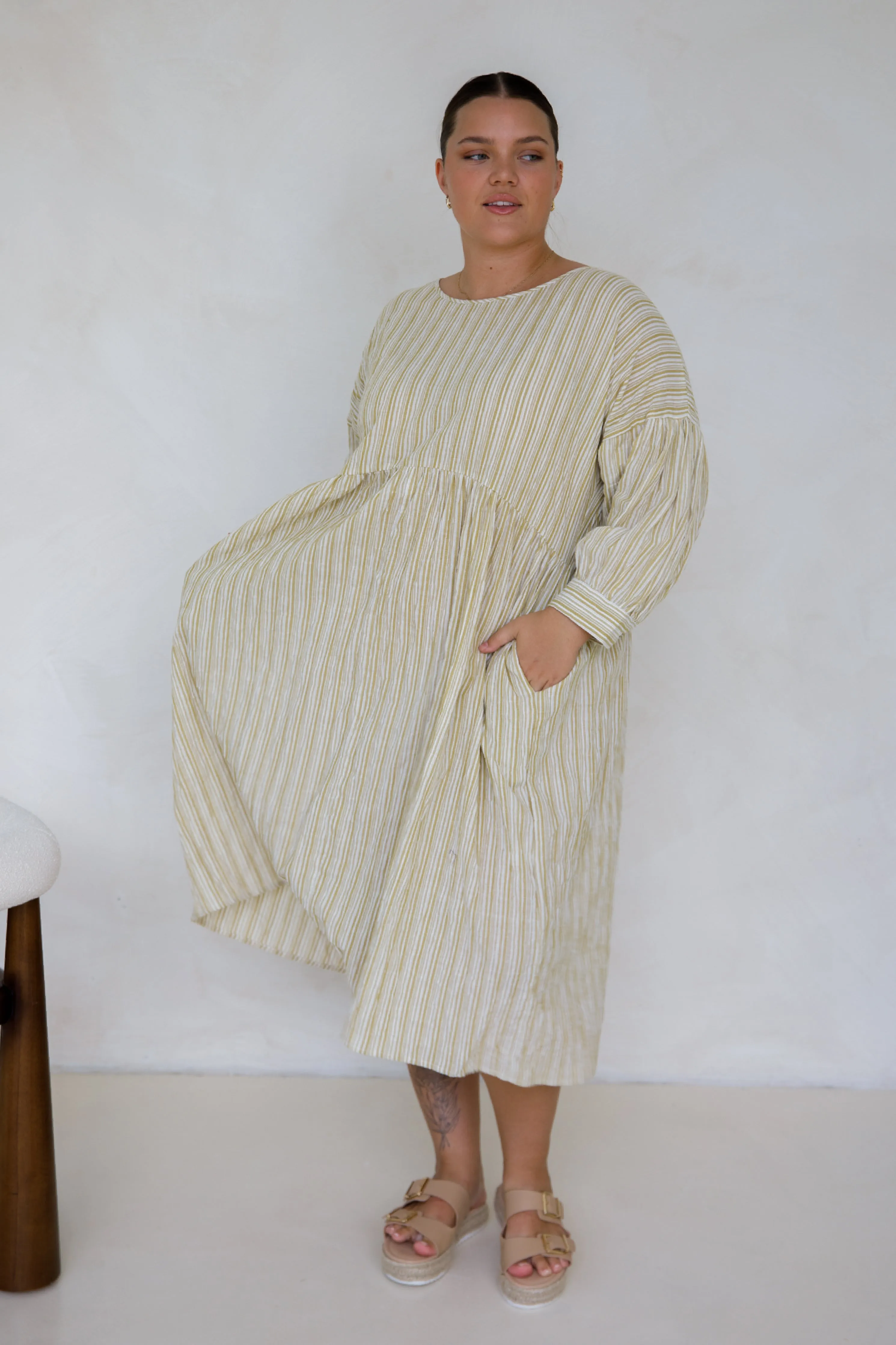 Roma Dress | Citrus/White Stripe