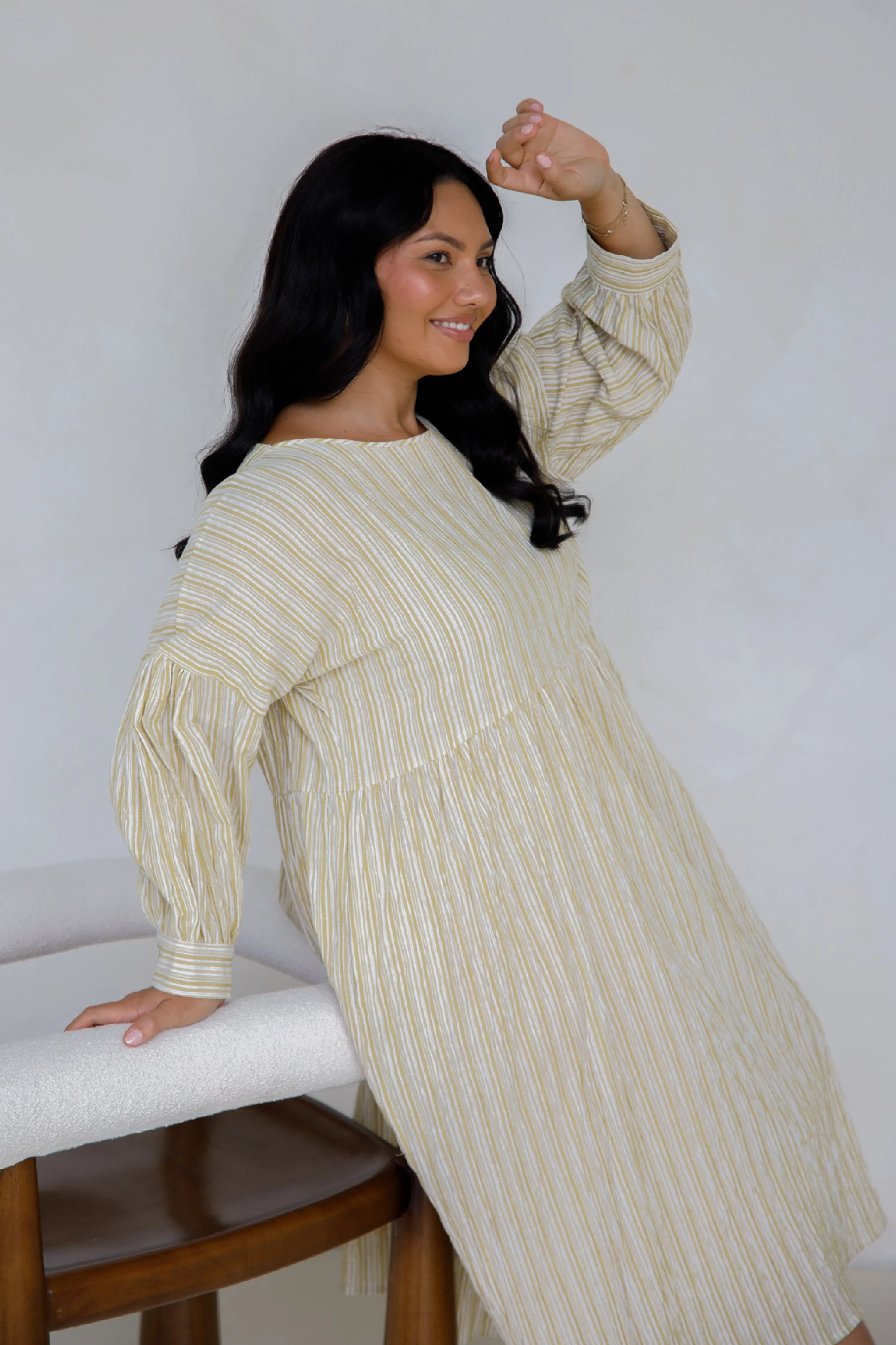 Roma Dress | Citrus/White Stripe