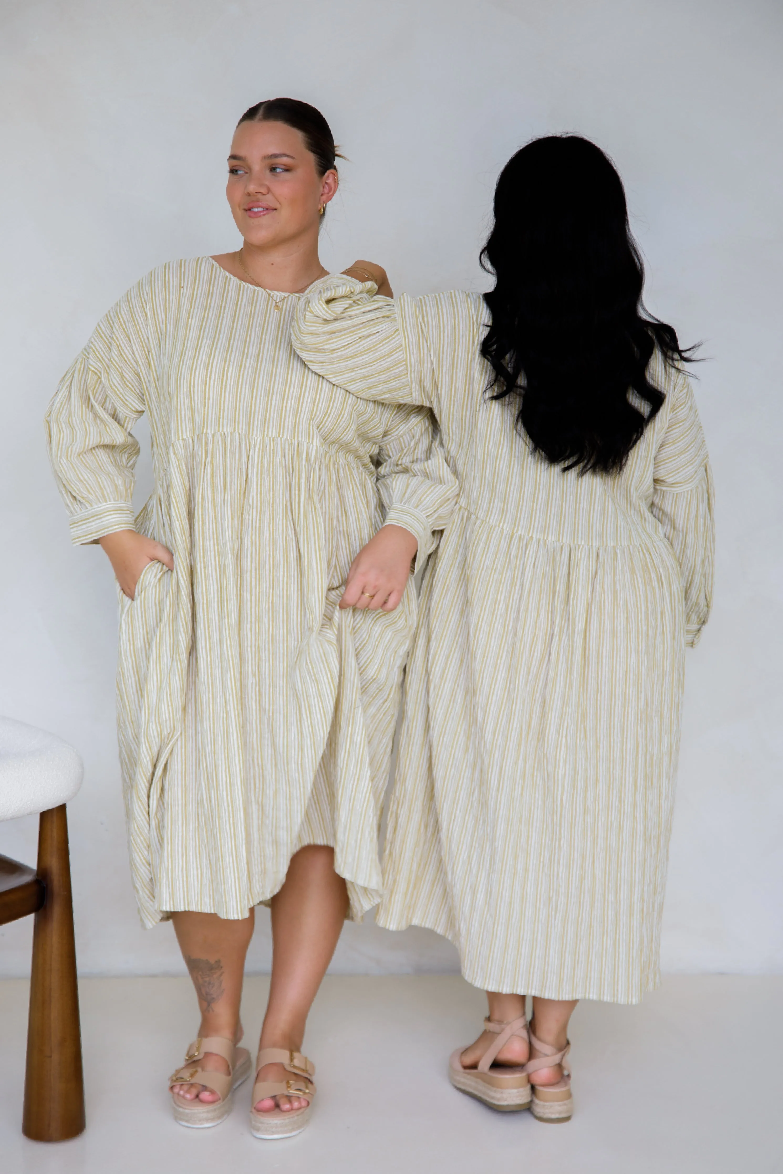 Roma Dress | Citrus/White Stripe