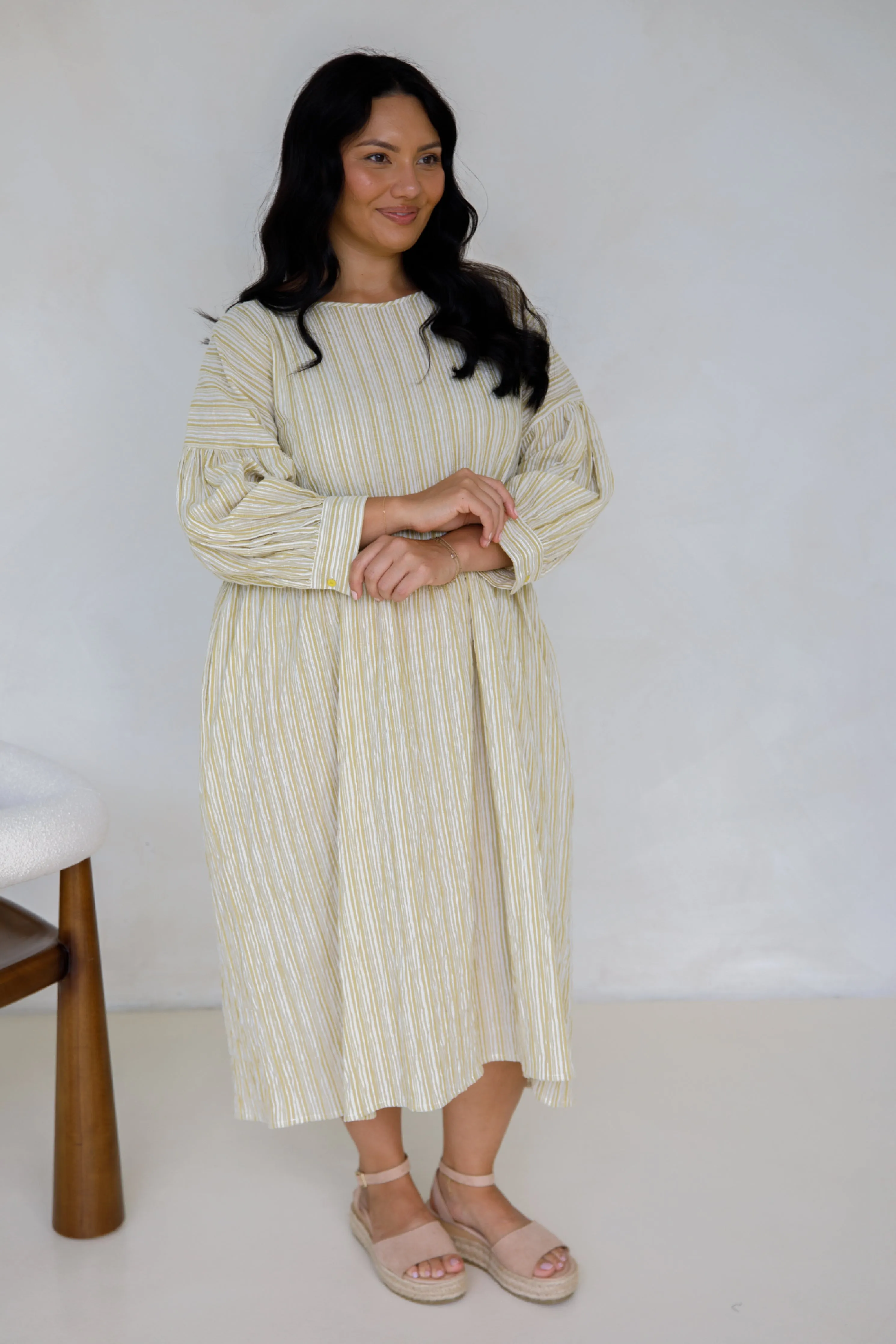 Roma Dress | Citrus/White Stripe