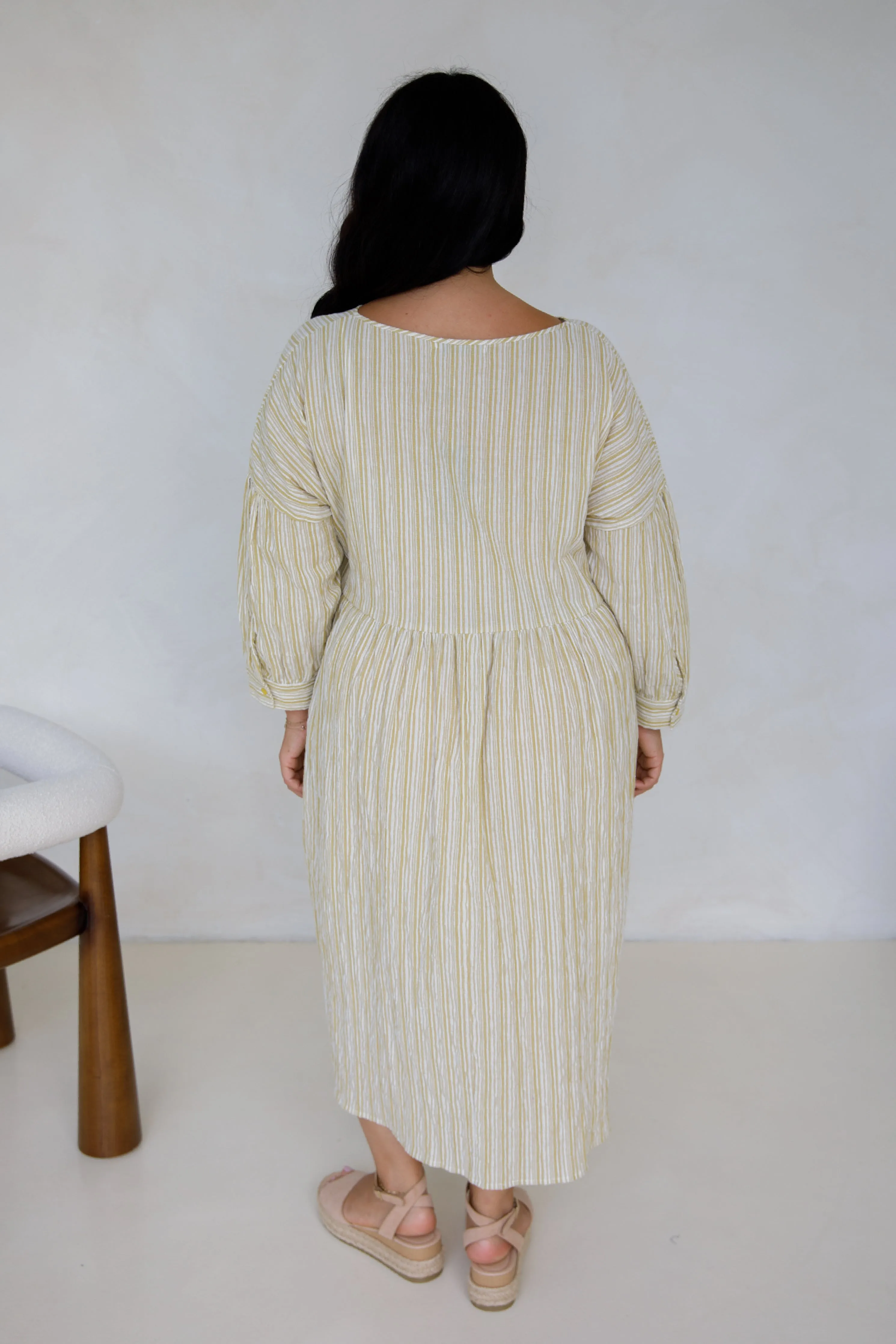 Roma Dress | Citrus/White Stripe