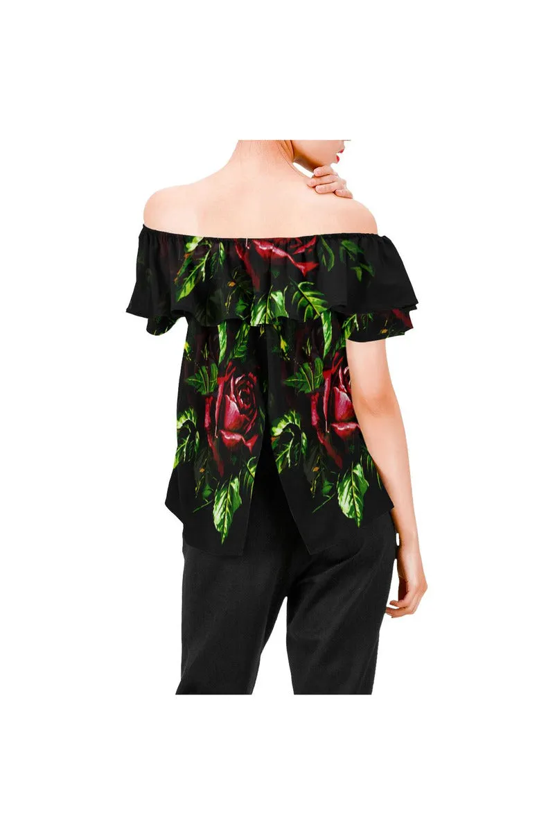 Rosy Women's Off Shoulder Blouse with Ruffle (Model T29)