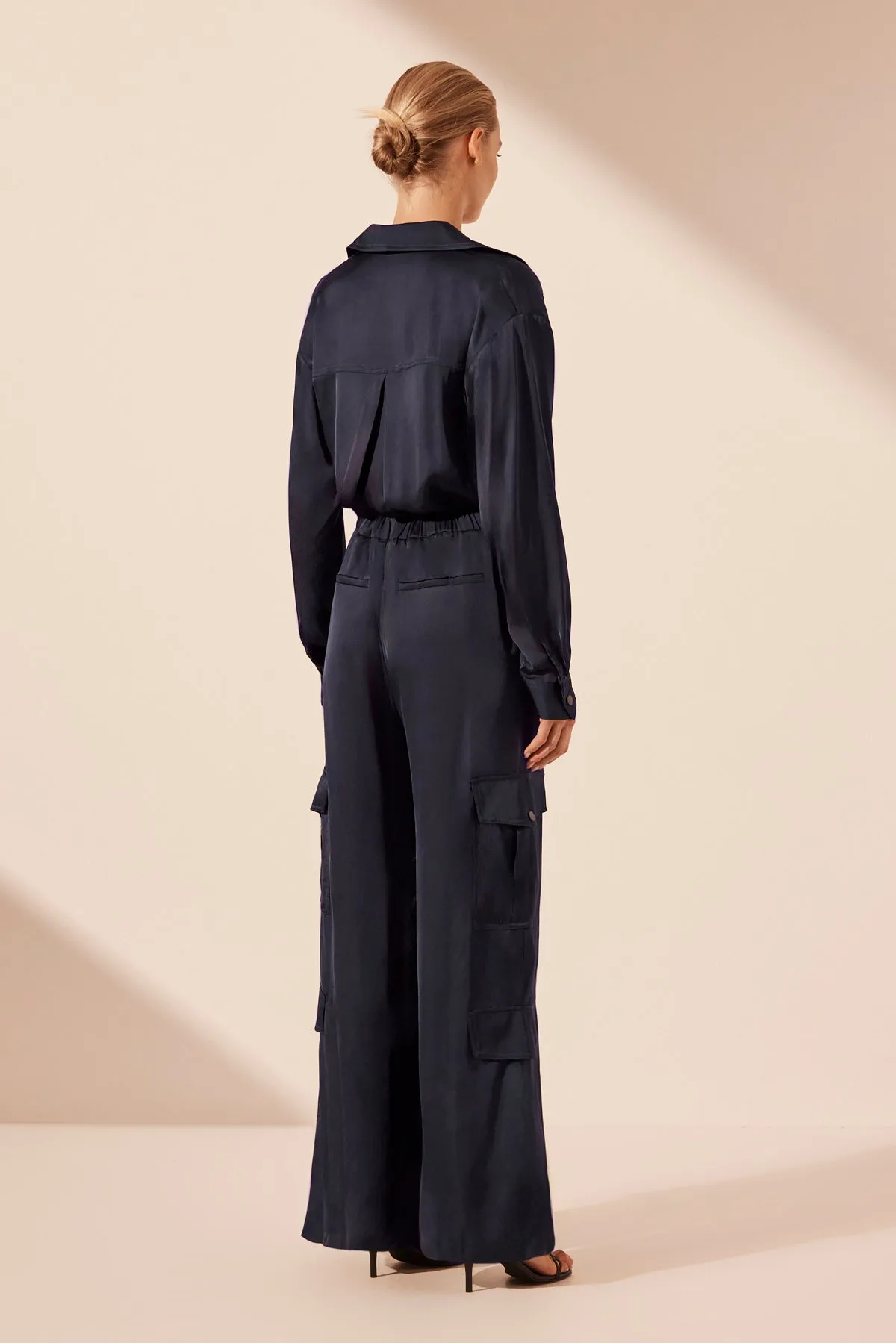 SHAE DRAWSTRING UTILITY JUMPSUIT - AEGEAN BLUE