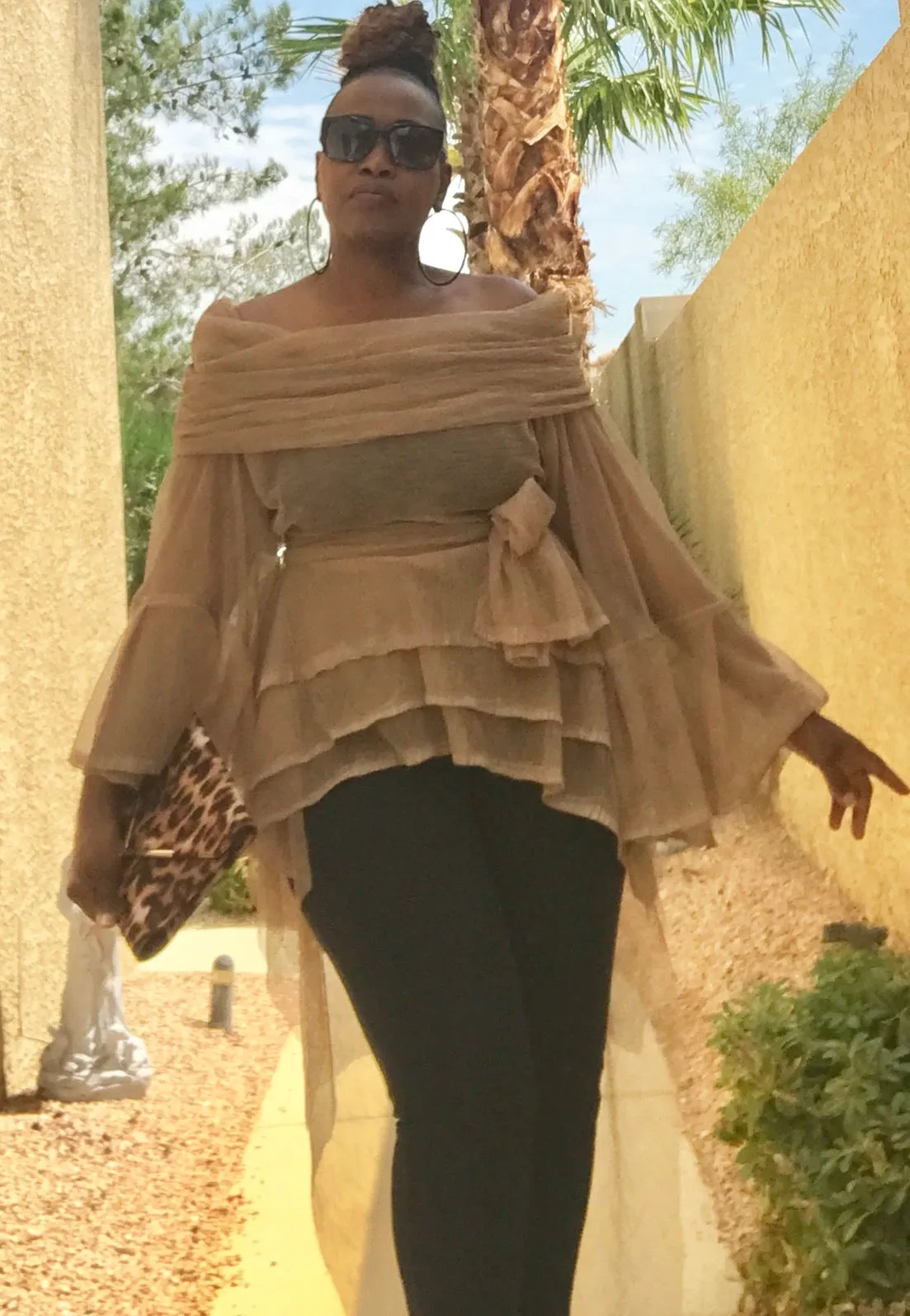 Sheer Blouse with Train