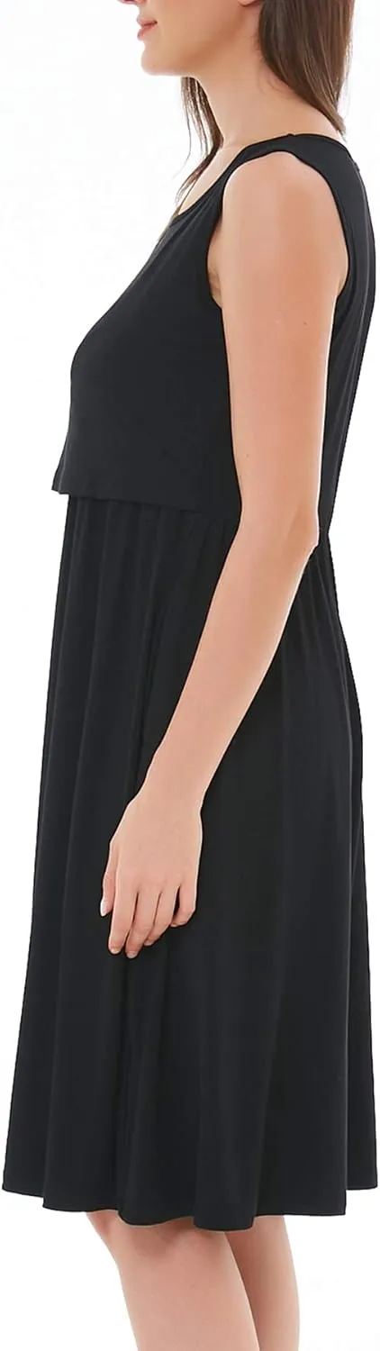 Smallshow Women's Sleeveless Nursing Dresses Patchwork Maternity Breastfeeding Dress