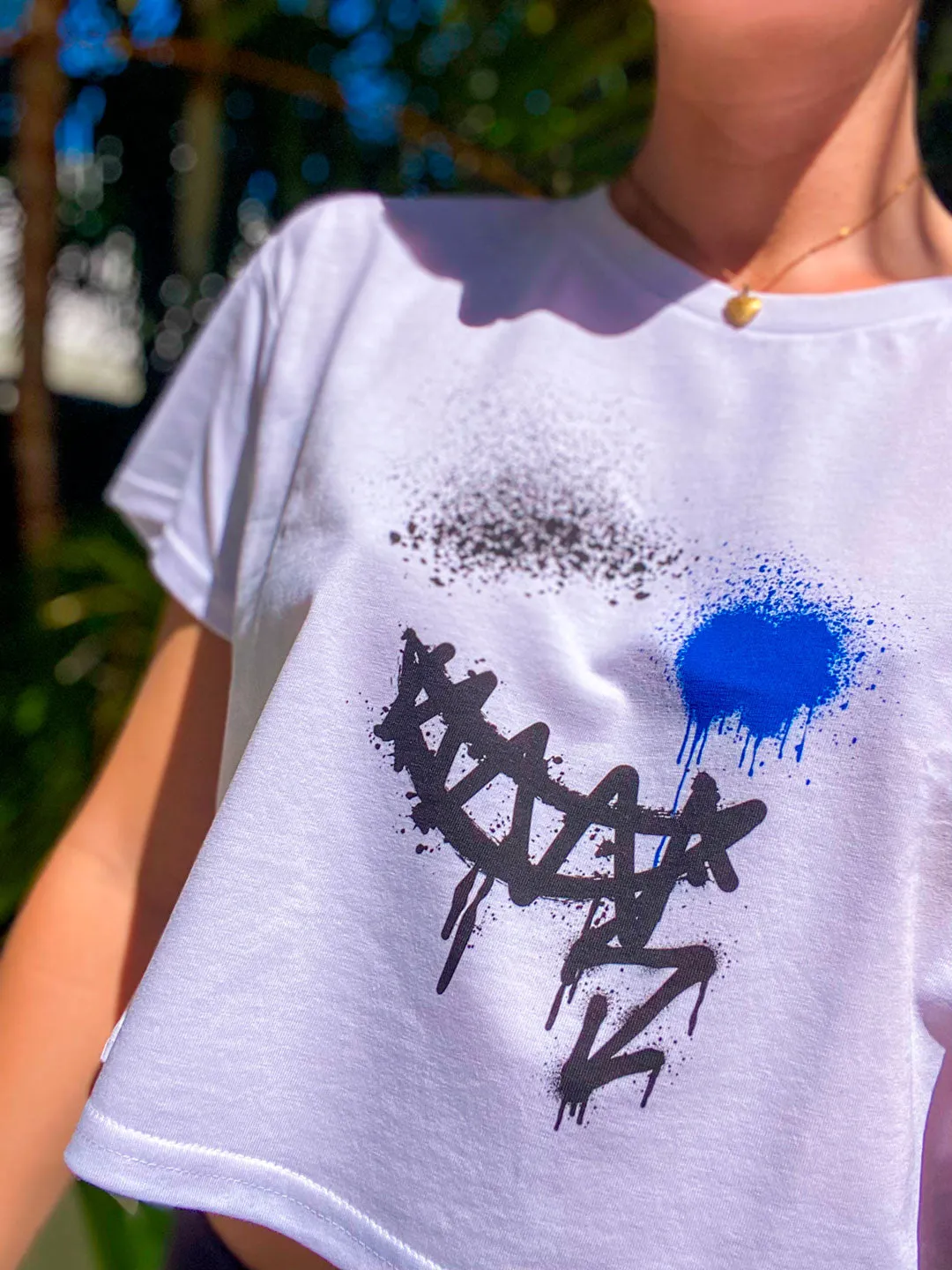 SMILE CROP TOP TEE Womens T-Shirt Premium White Cotton - B. Streetwear