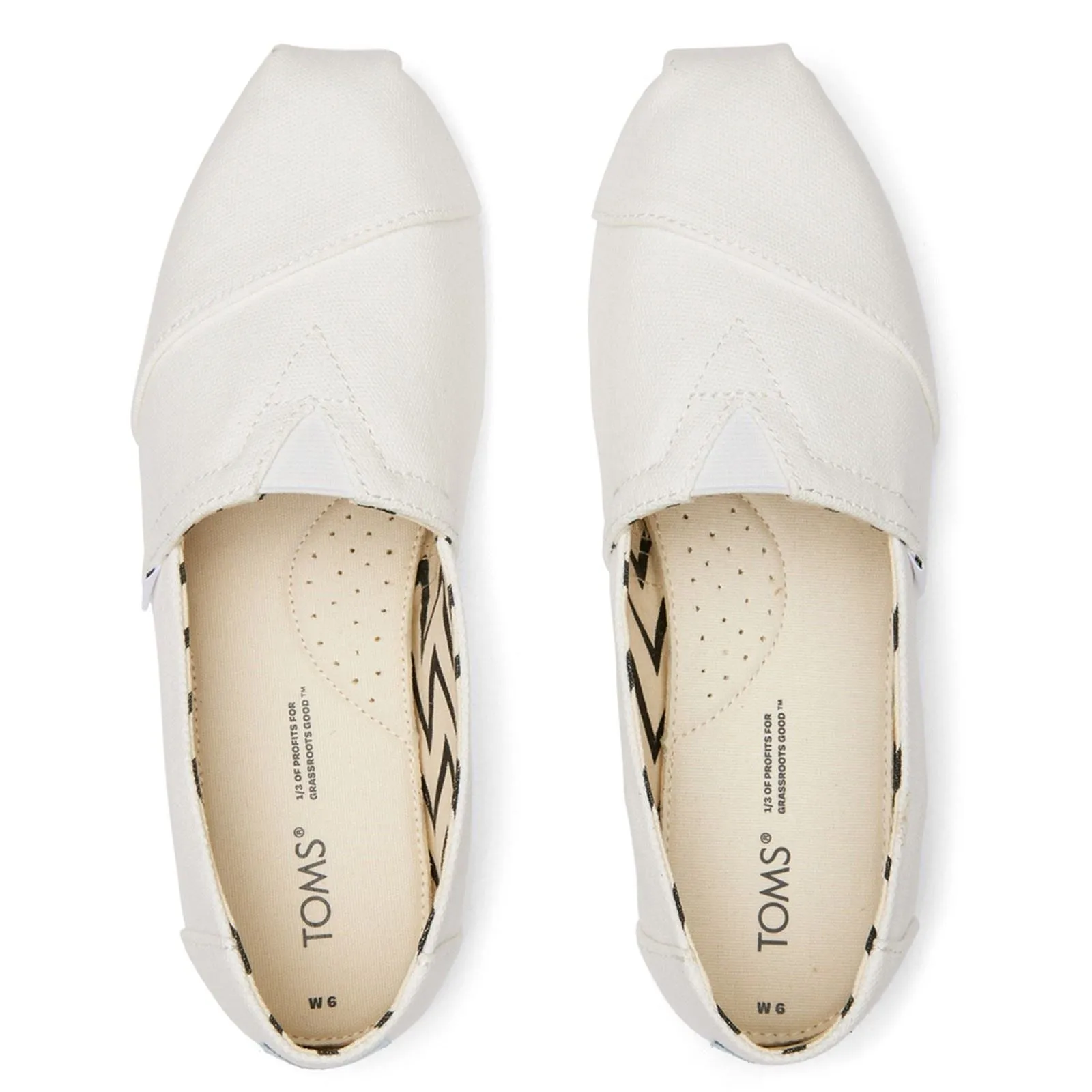 TOMS Alpargata White 100% Cotton Female Slip On Ladies Shoes
